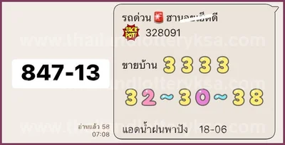 Thai Lotto 3Up Sure namber HTF Numbers Master 01 July 2026